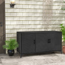 318 L Patio Wicker Storage Cabinet Deck Box With Removable Shelves-Black