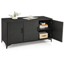 318 L Patio Wicker Storage Cabinet Deck Box With Removable Shelves-Black