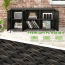 318 L Patio Wicker Storage Cabinet Deck Box With Removable Shelves-Black