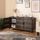 318 L Patio Wicker Storage Cabinet Deck Box With Removable Shelves-Brown