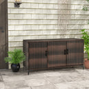 318 L Patio Wicker Storage Cabinet Deck Box With Removable Shelves-Brown