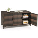 318 L Patio Wicker Storage Cabinet Deck Box With Removable Shelves-Brown