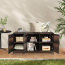 318 L Patio Wicker Storage Cabinet Deck Box With Removable Shelves-Brown