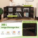 318 L Patio Wicker Storage Cabinet Deck Box With Removable Shelves-Brown
