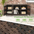 318 L Patio Wicker Storage Cabinet Deck Box With Removable Shelves-Brown