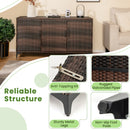 318 L Patio Wicker Storage Cabinet Deck Box With Removable Shelves-Brown