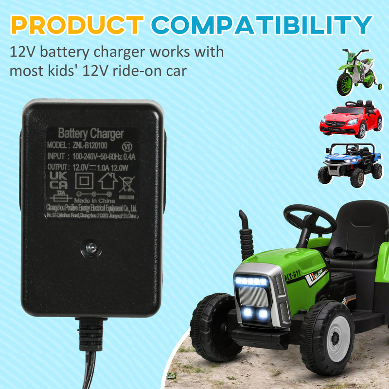 AIYAPLAY 12V Charger for Ride on Car, 12 Volt 1A Battery Charger