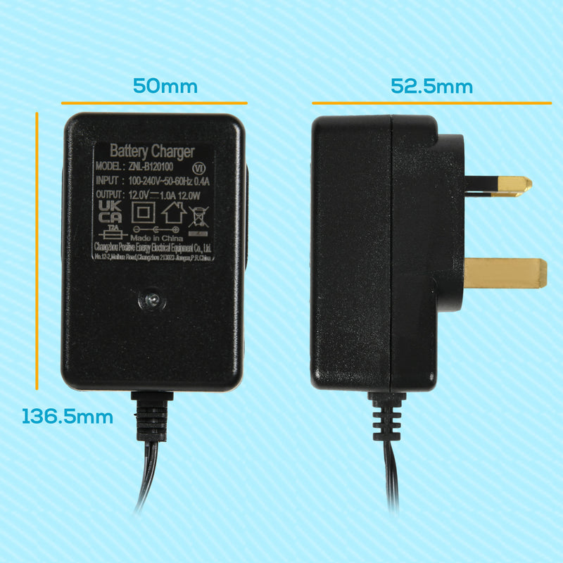 AIYAPLAY 12V Charger for Ride on Car, 12 Volt 1A Battery Charger