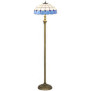 Floor Lamp With Handcrafted Stained Glass Shade, Vintage Standing Lamp, Blue