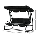 Outsunny 2-in-1 Garden Swing Chair for 3 Person w/ Adjustable Canopy Black