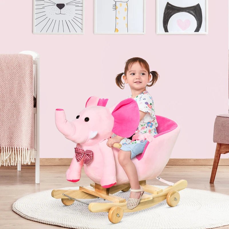 HOMCOM  Children's Rocking Elephant - Pink