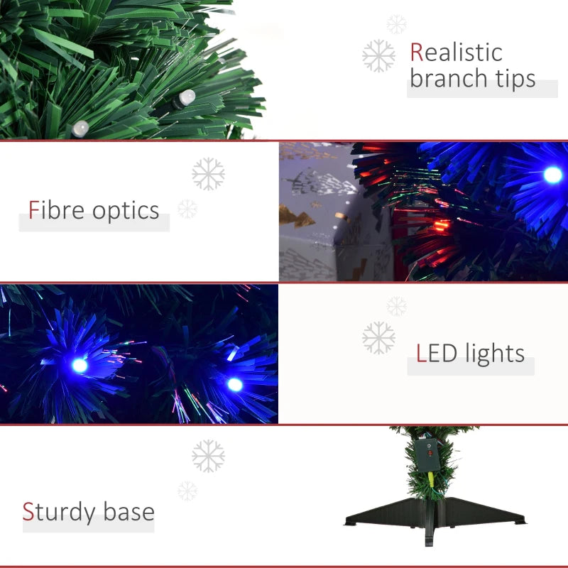 Christmas Time 3ft 90cm Green Fibre Optic Artificial Christmas Tree-Multi colour LED Lights