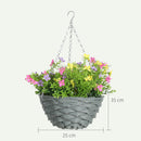 HOMCOM Set Of 2 Artificial Cosmos Flowers, Hanging Planters With Basket