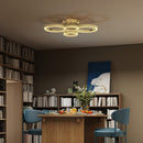 HOMCOM Modern 4-Ring Flush Mount Ceiling Light, LED Ceiling Light, Gold