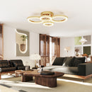 HOMCOM Modern 4-Ring Flush Mount Ceiling Light, LED Ceiling Light, Gold