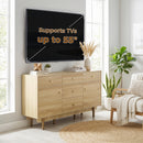 HOMCOM Sideboard Soft Close Doors Wood Legs Walnut