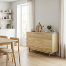HOMCOM Sideboard Soft Close Doors Wood Legs Walnut