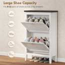 HOMCOM Shoe Cabinet with 2 Flip Drawers, Narrow Shoe Storage Cabinet, White