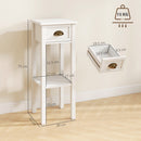 HOMCOM 2-Tier Side Tables Set of 2 with Drawer Shelf for Living Room, White