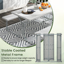 183 cm Picnic Table Bench Set with Umbrella Hole for Patio Garden Yard Poolside Party-Grey