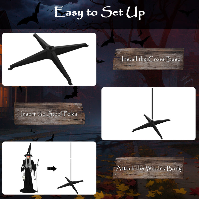 Outsunny Voice Activated Halloween Animatronics Standing Witch, Black