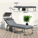 Outsunny Folding Sun Loungers Set Of 2, Sun Bed With Canopy, Light Grey
