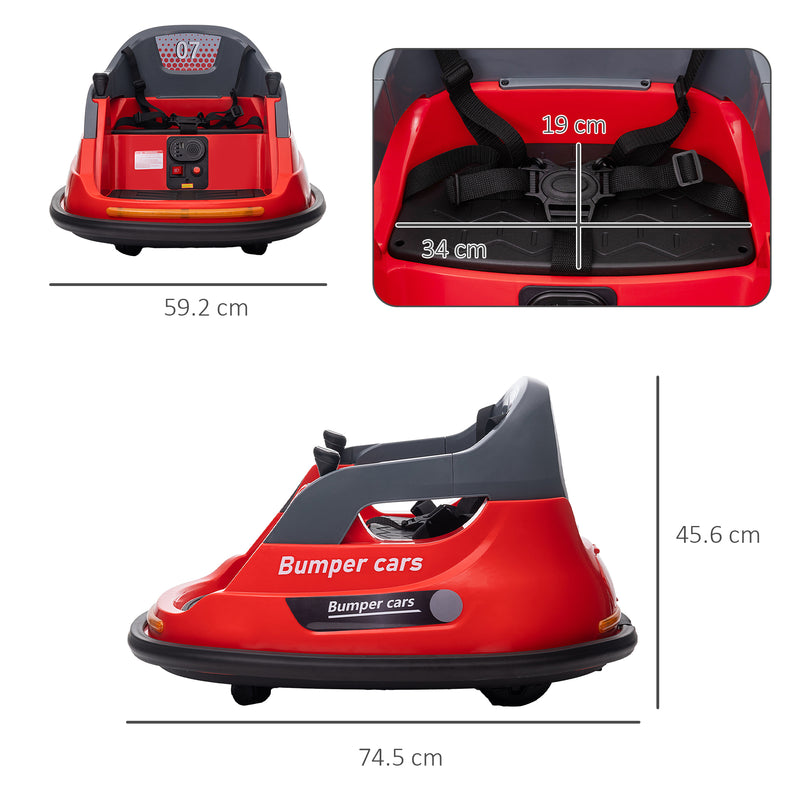 HOMCOM Kids Bumper Car w/ 360-Degree Rotation Spin, Lights, Music - Red