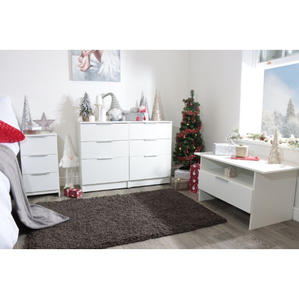 Paris Ready Assembled Chest of Drawers with 3 Drawers  - White Gloss & White