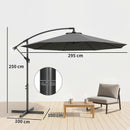 Outsunny 3(m) Banana Parasol Cantilever Umbrella Garden