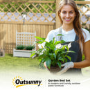 Outsunny Raised Garden Bed with Trellis Garden Planters Indoor Grey