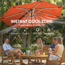Outsunny 3 M Garden Cantilever Parasol With Solar Light, Rotation, Orange
