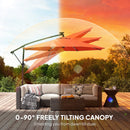 Outsunny 3 M Garden Cantilever Parasol With Solar Light, Rotation, Orange