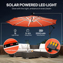 Outsunny 3 M Garden Cantilever Parasol With Solar Light, Rotation, Orange
