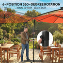 Outsunny 3 M Garden Cantilever Parasol With Solar Light, Rotation, Orange
