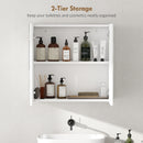 HOMCOM Bathroom Mirror Cabinet with 2 Doors and Adjustable Shelf, White