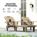 Outsunny Set of 2 Resin Reclining Sun Loungers for Garden, Khaki