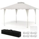 395 X 395 Cm Pop Up Canopy Tent With Vented Top And 8 Drainage Holes-Beige