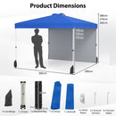 3 X 3 M Pop Up Canopy Tent With 1 Sidewall Wheeled Bag-Blue