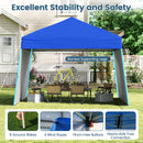 Pop up Canopy Tent with 2 Sidewalls Easy Setup Outdoor Sun Shelter-Blue