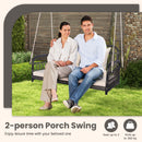 2-Person Patio Wicker Swing Chair with Removable Cushions for Garden, Poolside, Backyard-Off White