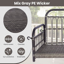 2-Person Patio Wicker Swing Chair with Removable Cushions for Garden, Poolside, Backyard-Off White