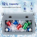 Portable Hard Cooler 12 L Injection Molded Insulated Ice Chest With Easy-Grip Handle-Grey