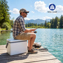 Portable Hard Cooler 12 L Injection Molded Insulated Ice Chest With Easy-Grip Handle-White