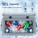 Portable Hard Cooler 12 L Injection Molded Insulated Ice Chest With Easy-Grip Handle-White