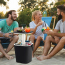 Portable Cooler Box Side Table With Handle And Bottle Opener-Black