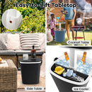 Portable Cooler Box Side Table With Handle And Bottle Opener-Black