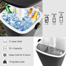 Portable Cooler Box Side Table With Handle And Bottle Opener-Black
