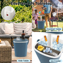 Portable Cooler Side Table with Handle and Bottle Opener-Blue