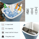 Portable Cooler Side Table with Handle and Bottle Opener-Blue