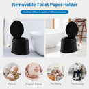 Portable Travel Toilet with Detachable Inner Bucket and Removable Toilet Paper Holder-Black